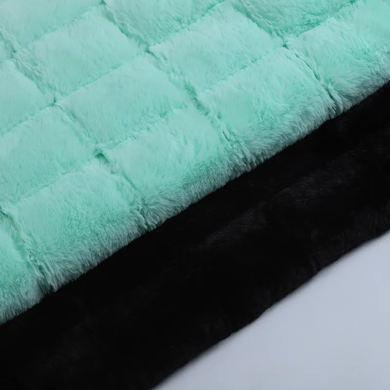 Factory stock various fabric black checkered rabbit hair thickened warm clothing cushion fabrics