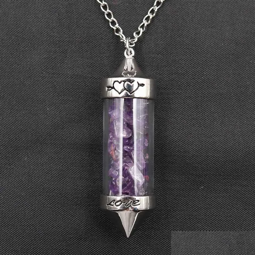 Collane con ciondolo Qimoshi Reiki Healing Crystal Pendant Wishing Bottle Maglione Catena Lady Wild Temperament Personality Neckl Dhgarden Dhunl