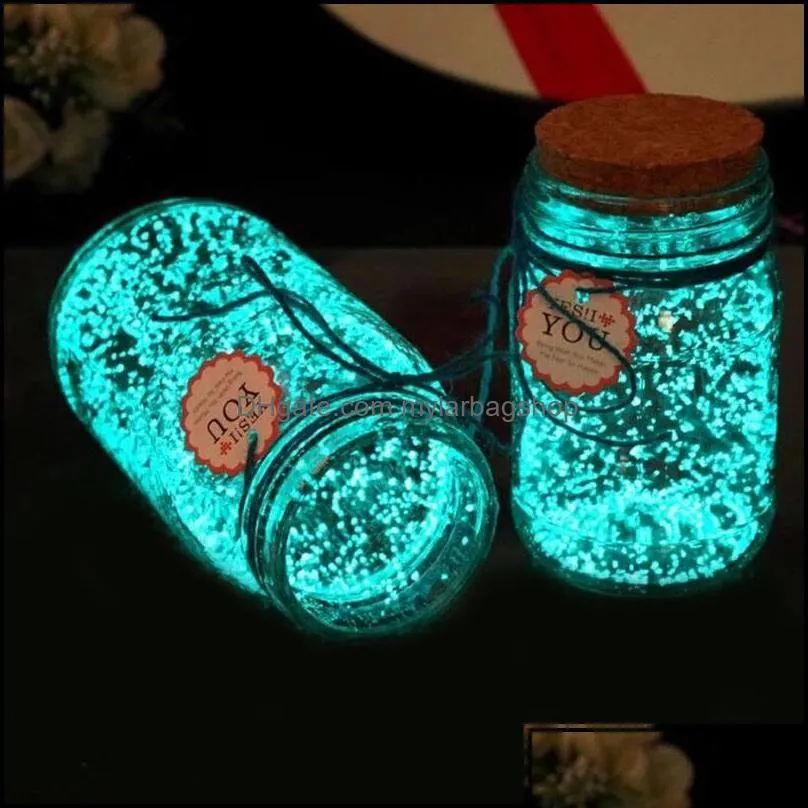 Decorazione per feste Decorazione per feste 10G Fai da te fluorescente Super luminoso Particelle Bagliore Pigmento Ghiaia brillante Nottilucenti Sabbia incandescente Da Dhywu