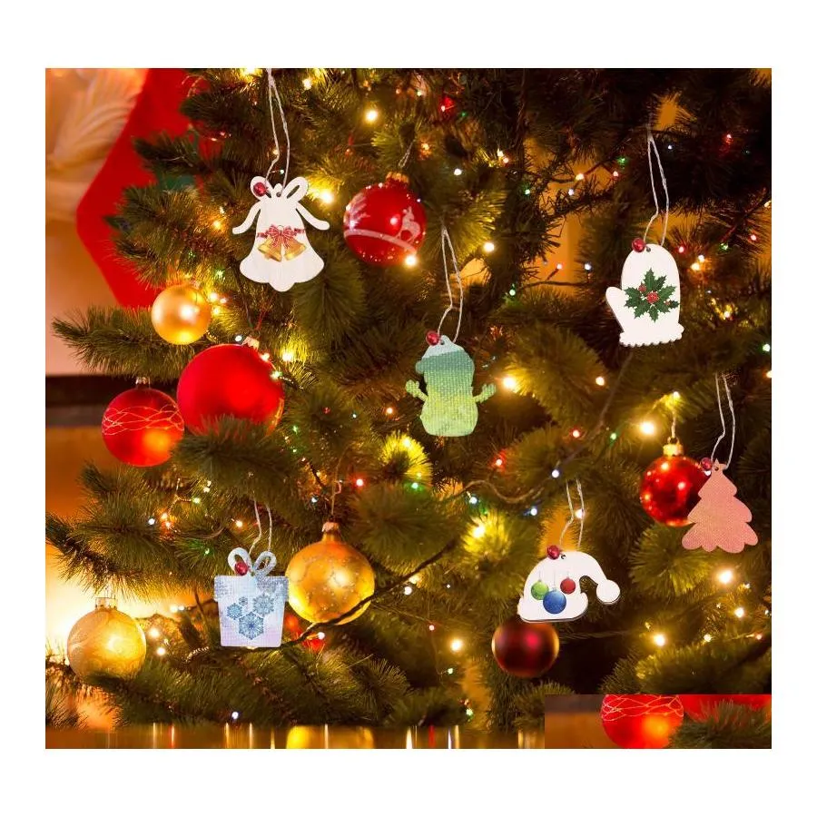 Christmas Decorations Christmas Decorations Wooden Pendants60 Pieces Diy Unfinished Wood Slices With 12 Styles 40 Bells Holiday Tree Dh9Hh