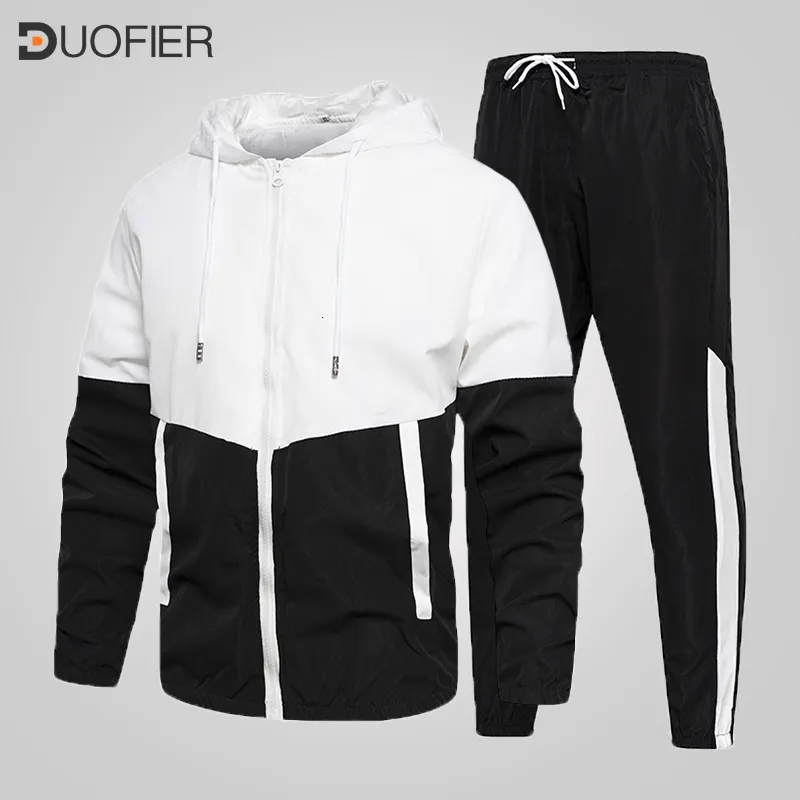 Mens Tracksuits يضع قطعتين من قطعتين مضافين سترة سترة السوستة عروض سروال هاراجوكو الرياضة الربيع والخريف 2 هوديس الملابس الرياضية 221124