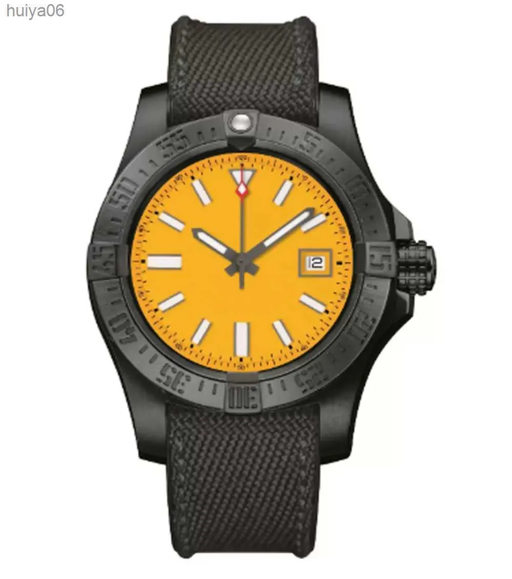 New Mens Yellow Seawolf Automatic Mechanical Watch Sapphire Dress Wristwatch Stainless Steel Canvas Leather Man Wristwatches huiya06
