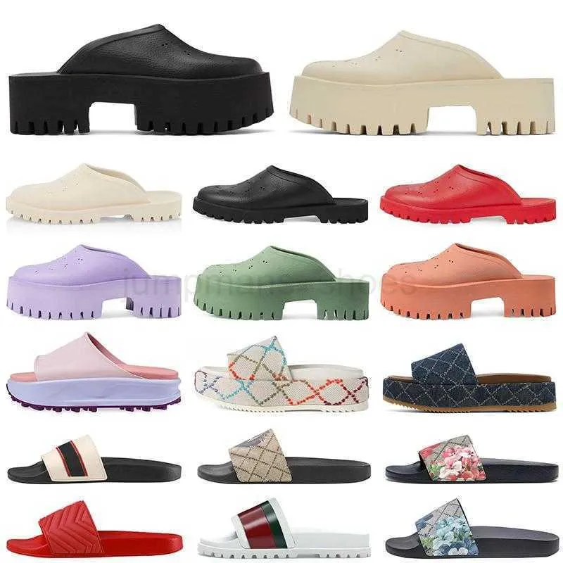 2022 GGity Slipper Luxus Designer Slide Sandalen Damen Plattform Perforierte Sandale Gear Bottoms Hausschuhe Blumen Druck Denim Fabic Em HuP