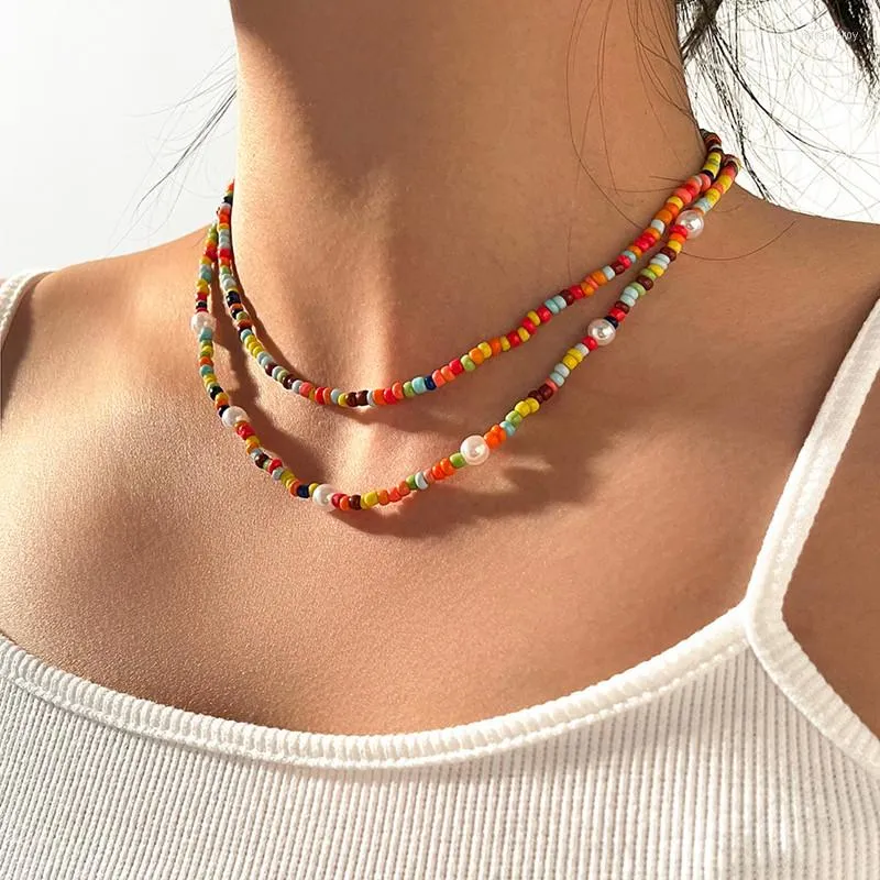 Choker Cute Colorful Beads Chain Pearl Necklace For Women Fashion Clavicle Female Jewelry Gifts
