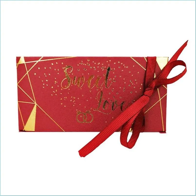 Geschenkwikkel Chocolaatjes Geschenkwikkeling Goud vergulde bruiloft Celebration Triangles Candy Box Silk Ribbon Gifts Fashion 0 33cy M2 Drop Delivery Dheuk