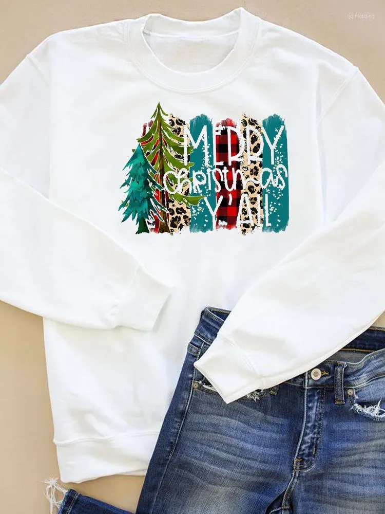 Kvinnors hoodies lycklig semester god jul grafiska tr￶jor kvinnor brev stil s￶t tryck modekl￤der tr￶jor ￥rskl￤der
