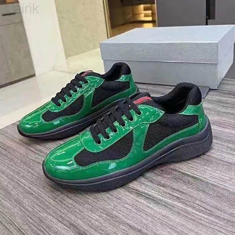 Men schoenen sneakers platte schoen rubberen bodemtrainers fiets stof oranje octrooi lederen gaas groen rode veter nylon ameri