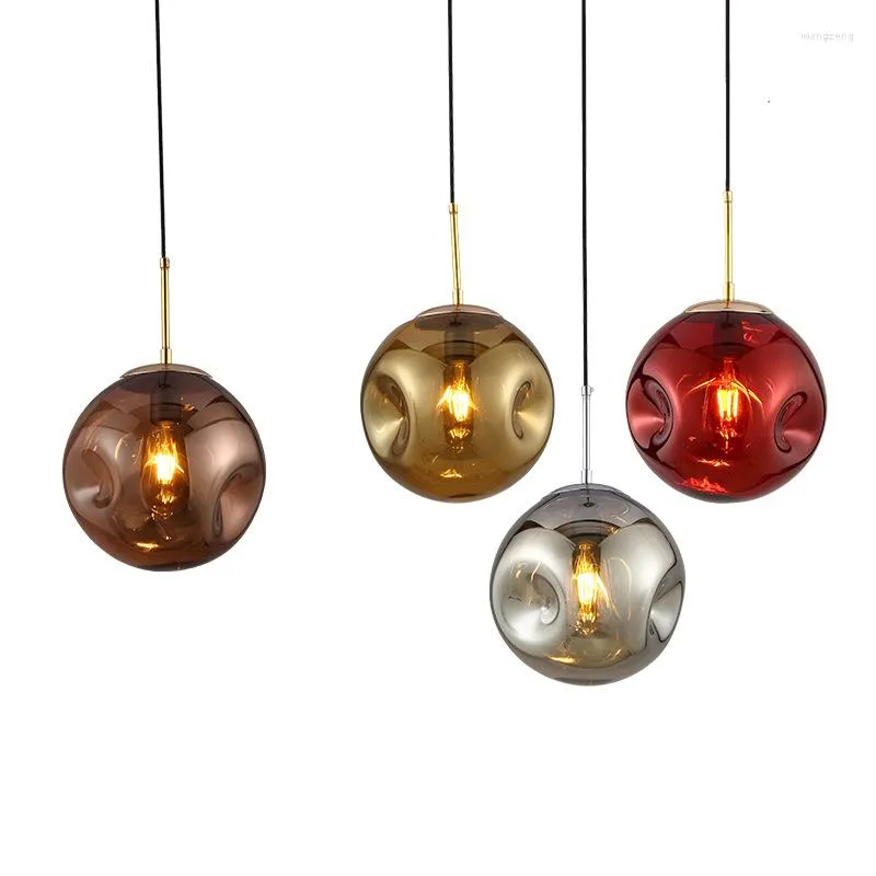 Lâmpadas pendentes de personalidade criativa nórdica Chaves de vidro Ball Ballier Bedroom Lighting Restaurant E27