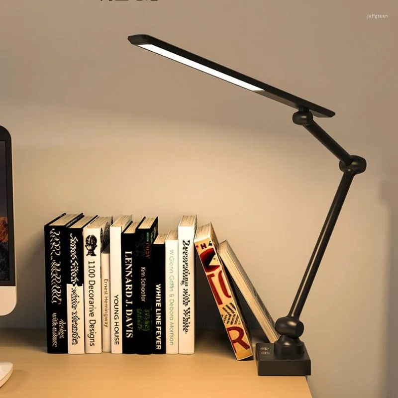 Lâmpadas de mesa LED Folding Metal Desk Lamp Clip on Light Clamp Long Brand Dimming para sala de estar Leitura de escritório Computador