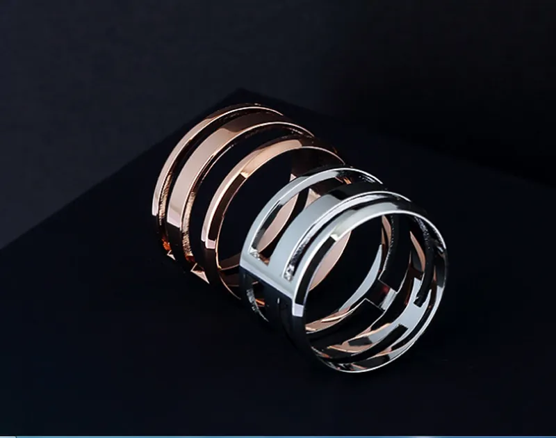 Anelli in acciaio al titanio con design di marca in stile classico Anelli per coppie di fedi nuziali per uomo Donna taglia 5-10