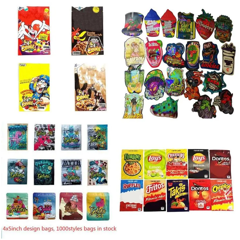 أكياس المجوهرات أكياس edibles 1/8oz mylar 3.5 مخصصة Trix Coa Pu Ffs Cap'n Crunch Stand Up Pouch 400mg Edible Careal Pack Otzl8