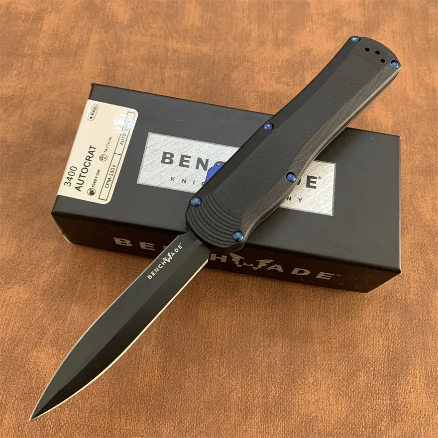 Benchmade 3400BK Autocrat Автоматический нож Black DLC S30V EDC Blade G10 Ручки с двойным карманным тактическим выживанием.