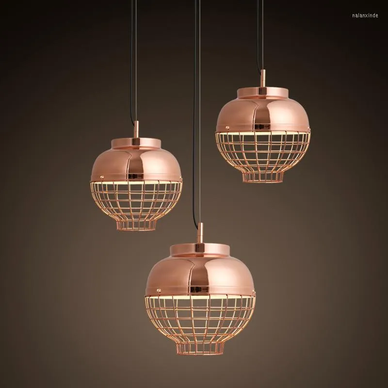 Pendelleuchten Nordic Moderne galvanisierte Metall Rose Gold Laterne Einzelkopf Licht Korridor Bar Schlafzimmer Veranda Lampe Ya72832