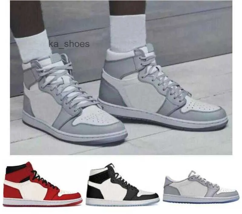 Best Quality 1 Grey And White Red Black Basketball Shoes Men Women 1s Gray Sports Sneakers With