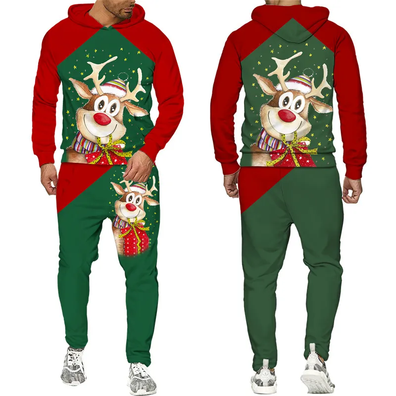 Men's Tracksuits New Year's Couple Outfits Christmas 3D Printing Fashion Women Plus Size S-7XL Harajuku 009