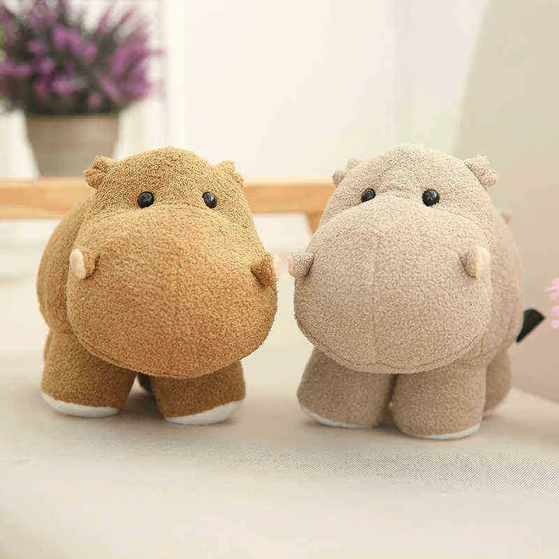 202535cm Mini Head Hippo Elephant Cuddle Soft Cartoon Animal Hippo Gevulde pop Cute Decoration Baby Ldren Gift J220729