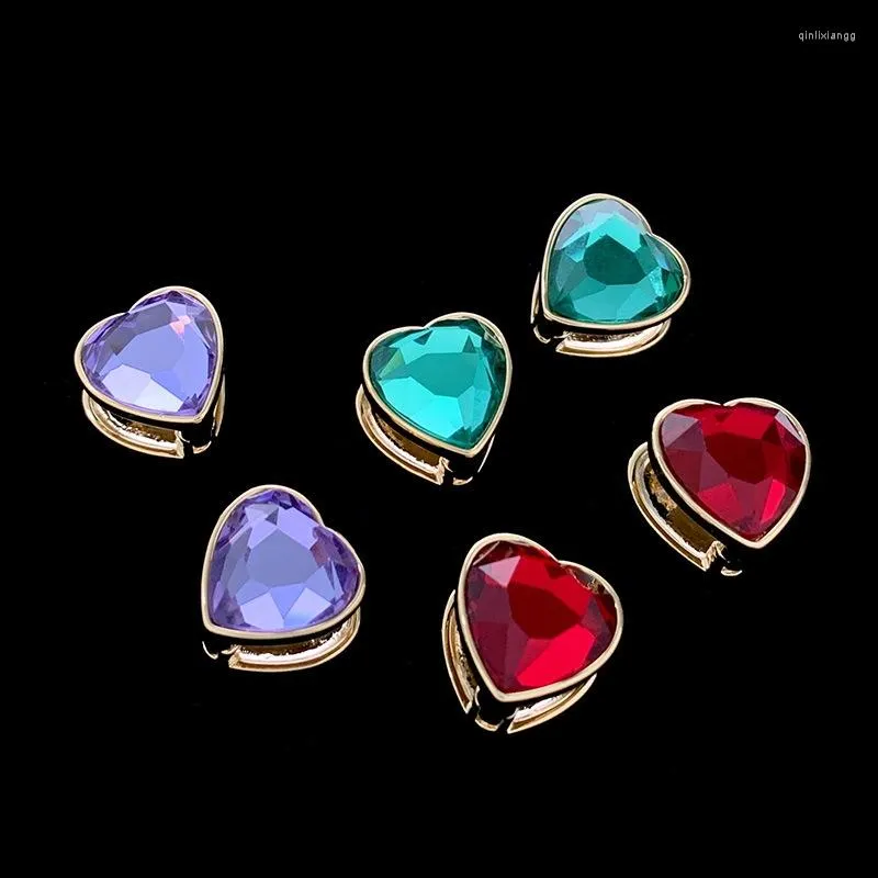 Backs kolczyki najwyższej jakości cukierki kolczyki zielony czerwony fioletowy różowy kryształowy kolor 3d serce do biżuterii mody