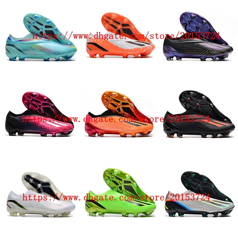 2022 Mens Soccer Shoes X SPEEDPORTAL FG Leather Cleats World Cup Football Boots Size 39-45 Black White botines futbol