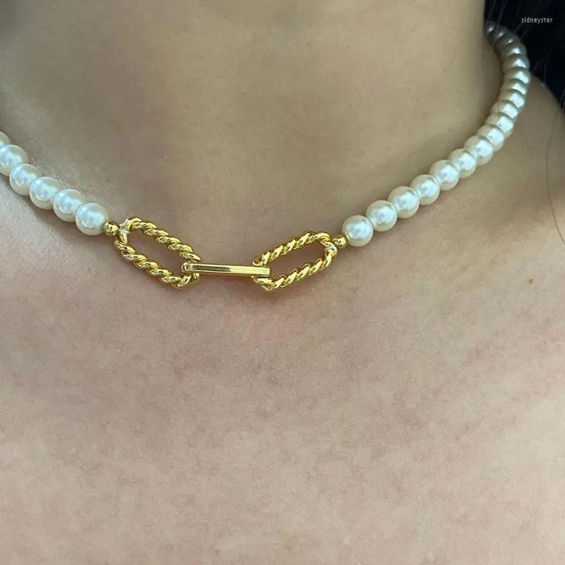Choker Pearl Twist łańcuch łańcucha dla kobiet splatanie letnie Jewlery elegancki minimalistyczny romantyczna biżuteria prezent druhny