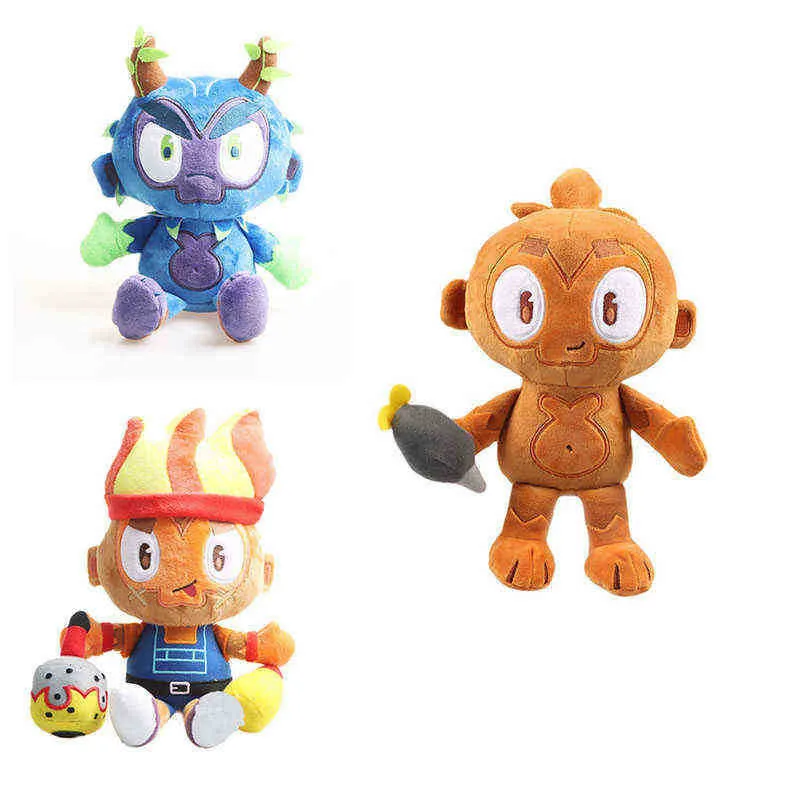 25cm Kawaii Dart Monkey CuddleぬいぐるみポップゲームおもちゃソフトブルーTDぬいぐるみ猿抱きつき人形ldrenギフトJ220729