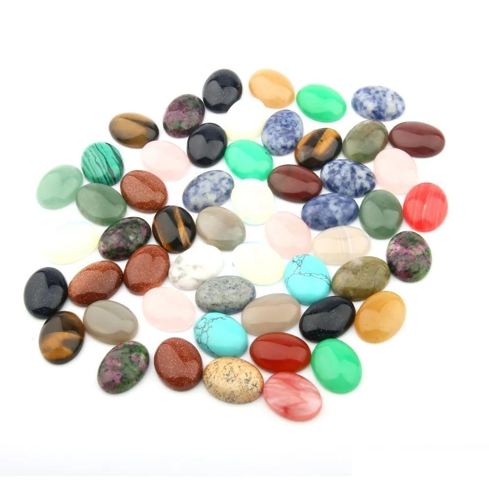 Lösa ädelstenar naturliga ovala platt ädelstenar cabochons 25x18mm läkning chakra kristallsten pärla hyttar inget hål för juden dhgarden dh43l