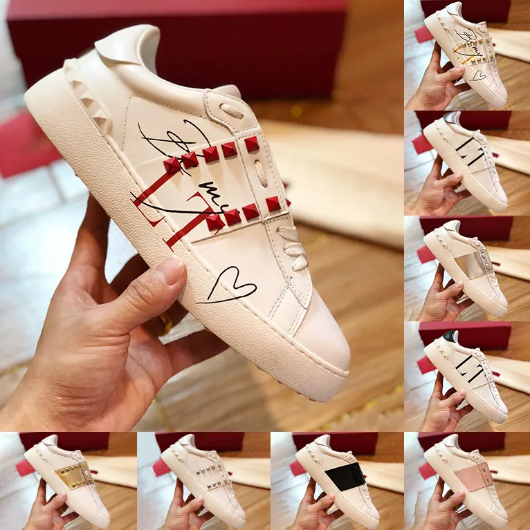 Luxury Casual Shoes open untitled studs sneaker Be My Red Studs Gold Ruthenium metallic leather Heel Black silver platinum pink band men women Designer sneakers