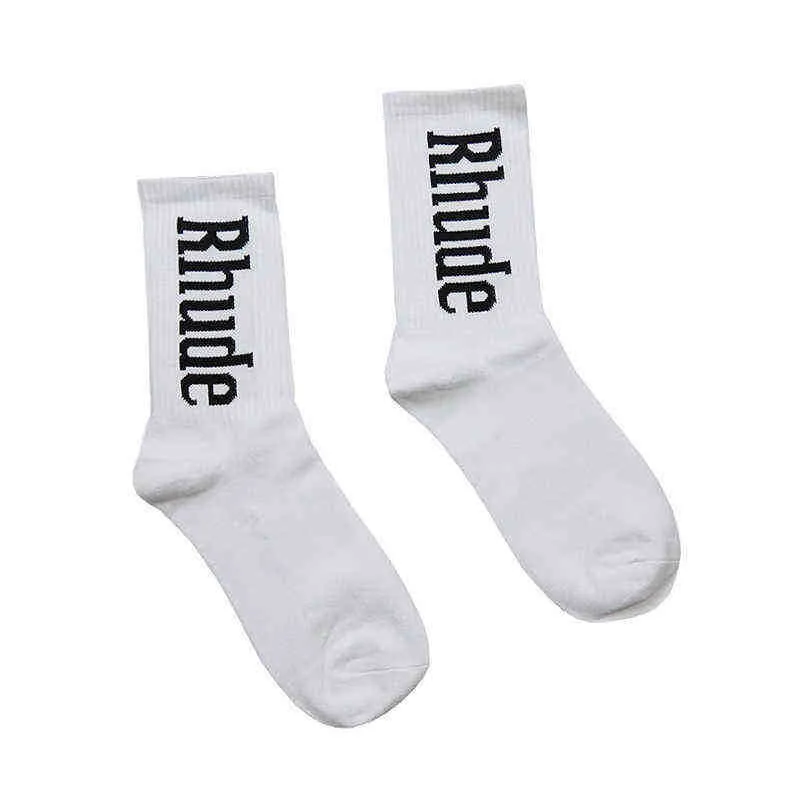 Chaussettes pour hommes Chaussettes pour hommes Qualité Haute Rhude Coton Européen Américain Street Trend Hommes Femmes Simple Lettre Couple In-Tube H0911 2