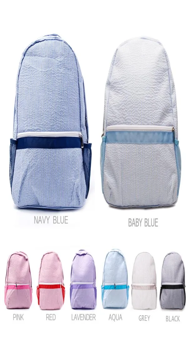 Domil Seersucker School Bags Stripes Cotton Classic Backpack 소프트 소녀 개인화 배낭 보이 DAM0312221855