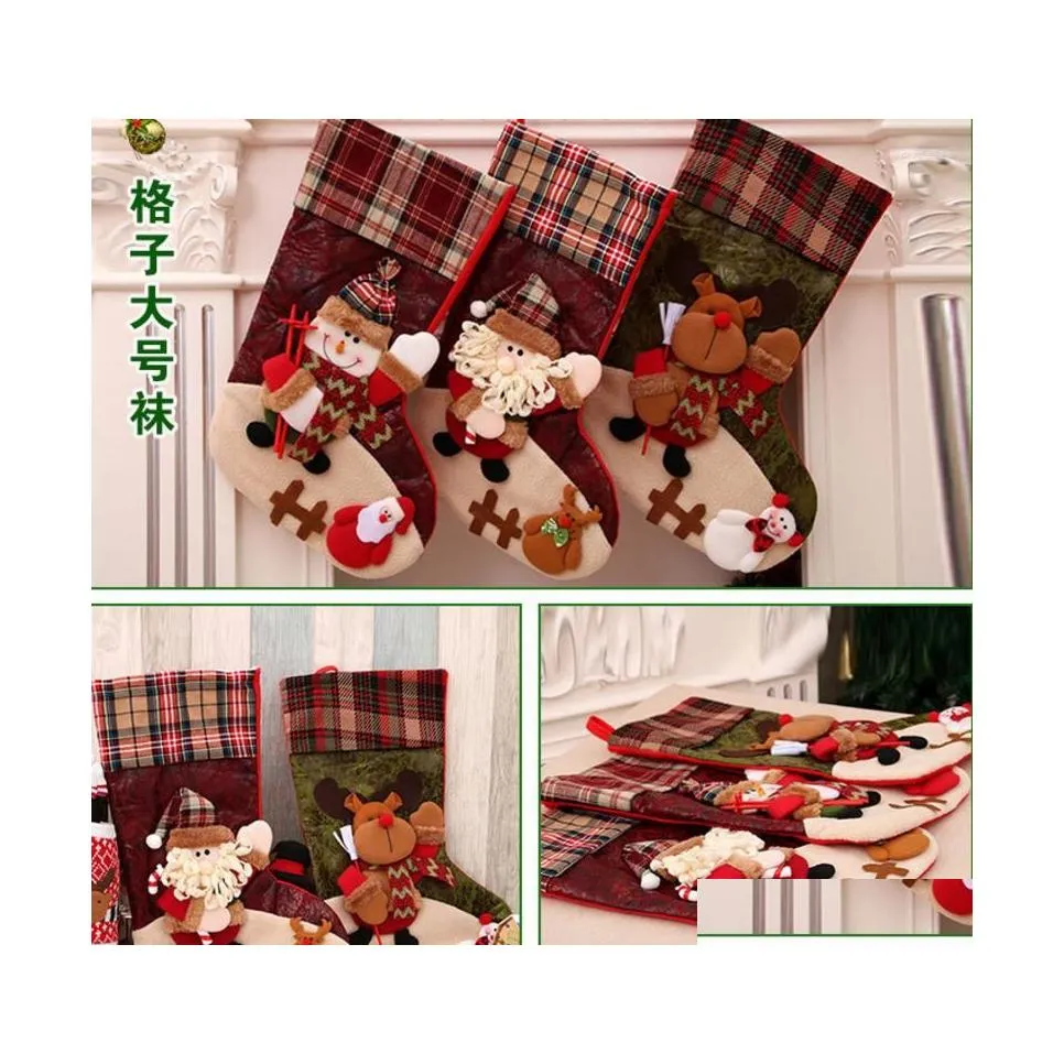 Dekoracje świąteczne dekoracje świąteczne rok pończocha worka świąteczna prezent na cukierki worek noel do domu Natal Navidad Sock Tree Decor Drop dhv1k