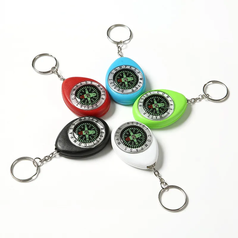 Porte-clés Mini boussole Portable, pendentif pour sac d'école en plein air, porte-clés boussole