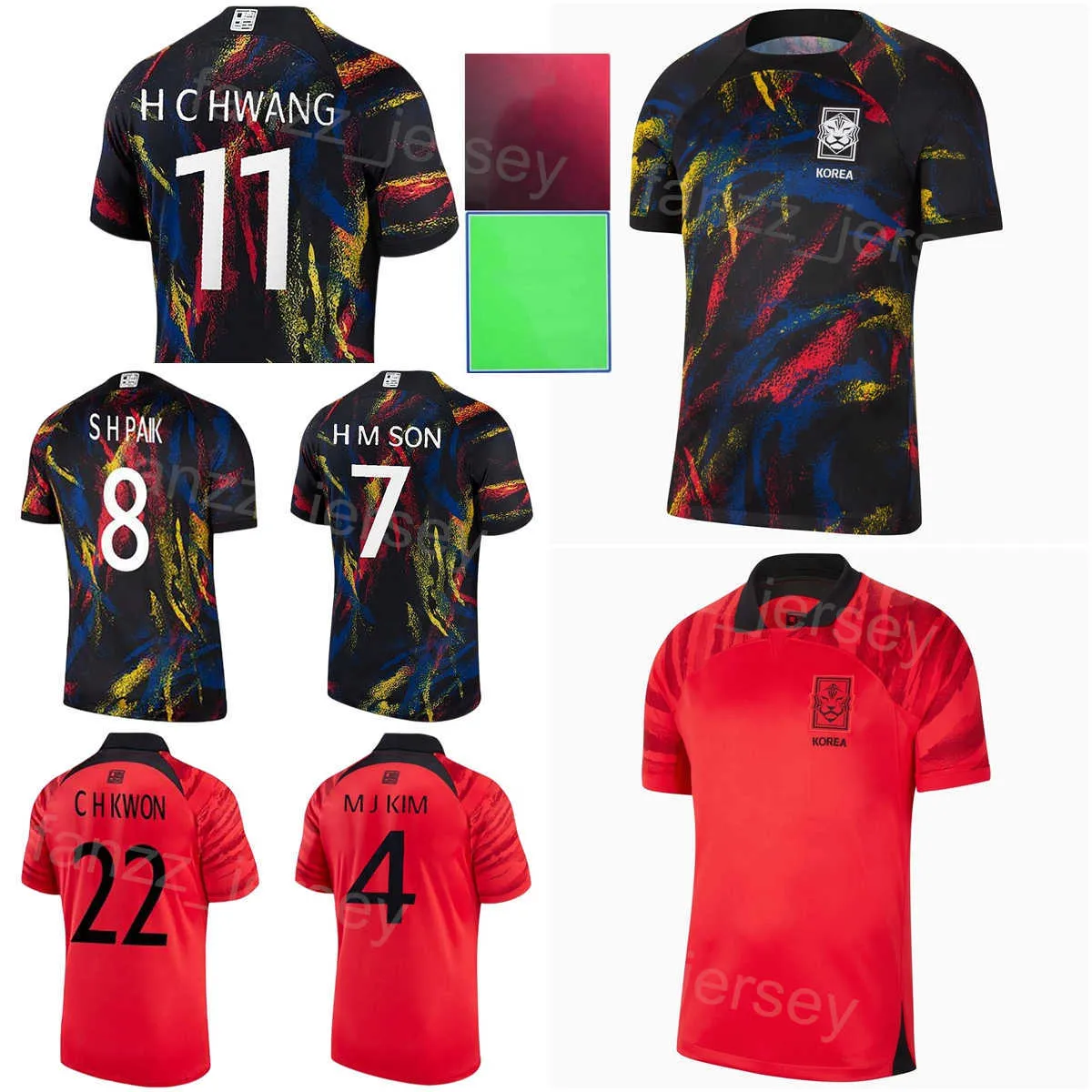 Maillot de football de l'équipe nationale de Corée du Sud Coupe du monde 2022-23 6 Hwang In-Beom 15 Kim Moon-Hwan 5 Jung Woo-Young 1 Kim Seung-Gyu 7 Son Heung-Min 3 Kits de maillots de football couleur Jin-Su