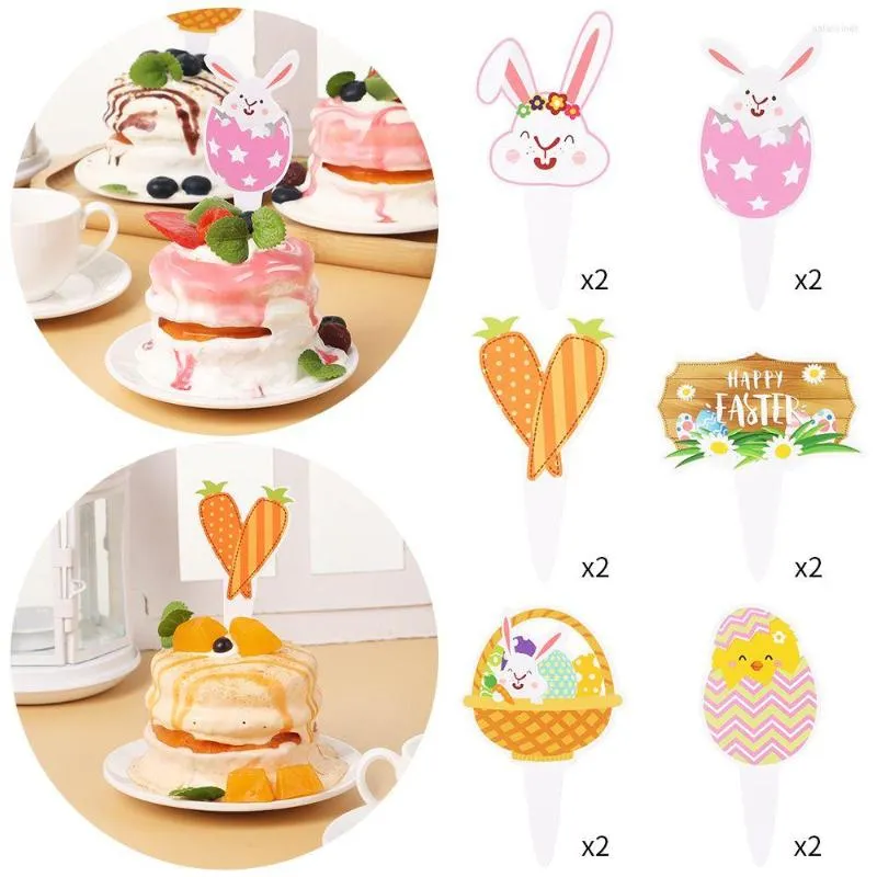 Festive Supplies 12pcs Party Baking Cupcake Festival Top Flag Cake Topper Decoration Easter