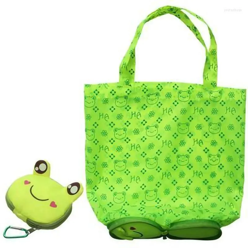 Borse portaoggetti 2pc Borsa per la spesa pieghevole Borsa riutilizzabile pieghevole Borsa da viaggio portatile Borsa ecologica Borsa da donna Portachiavi regalo