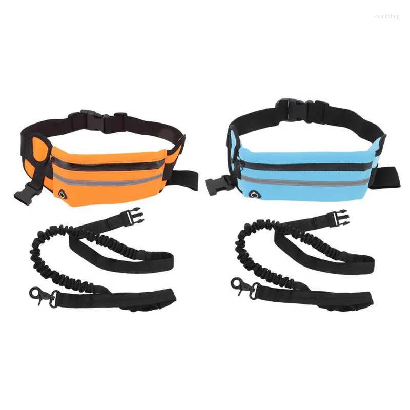 Dog Collars Hands Free Leash Fanny Pack Waist Nylon Bungee For Night Running Walking