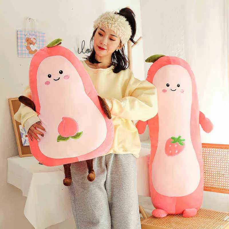Ny Pink Avocado Toy Plush Food Pillow Soft Filled Avocado Doll för LDREN Vuxen söt frukt Creative Long Pillow Girl Gift J220729