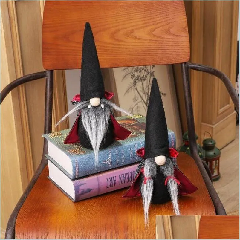 Outras festa festiva suprimentos de desenho animado Halloween Festival Festival Festival Supplies Decoram Prop Cloth Dwarf Black Clak Hat Facel Dhili