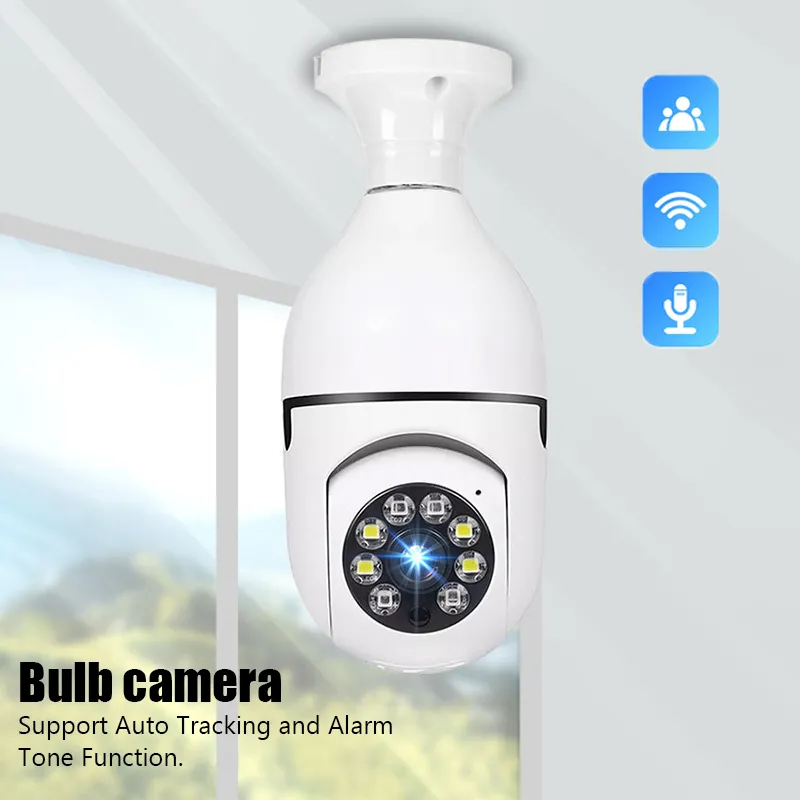 E27 لمبة اللاسلكية كاميرا المراقبة اللاسلكية 5G WIFI WIFI Vision Vision Auto Human Tracking Home Panoramic Video Protection Monitor