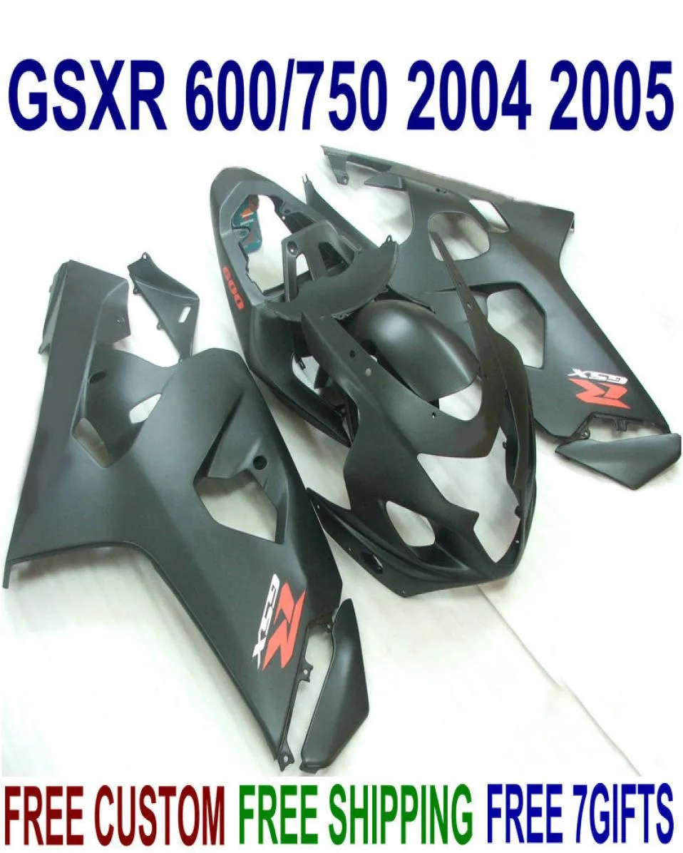 Dostosuj zestaw owiewki ABS do Suzuki GSXR600 GSXR750 2004 2005 K4 GSXR 600 750 04 05 Wszystkie matowe czarne owiewki Zestaw FG673020011
