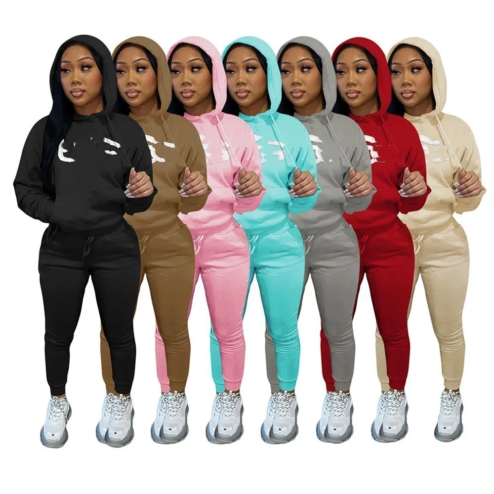 2024 Designer Jogginganzug Marke Frauen Trainingsanzüge Fleece Zweiteilige Sets Langarm Hoodies Hosen Sweatsuit Brief Stickerei Winter Kleidung Dame Outfits 8860-6