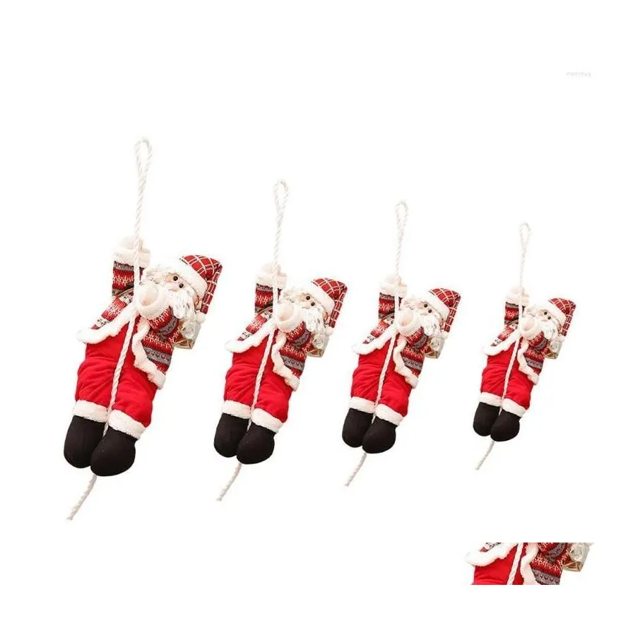 Juldekorationer Juldekorationer kl￤ttrar Santa Pendant On Rope Ladder Ornament Xmas Tree for Home Holiday Decoration Gif DH1GL