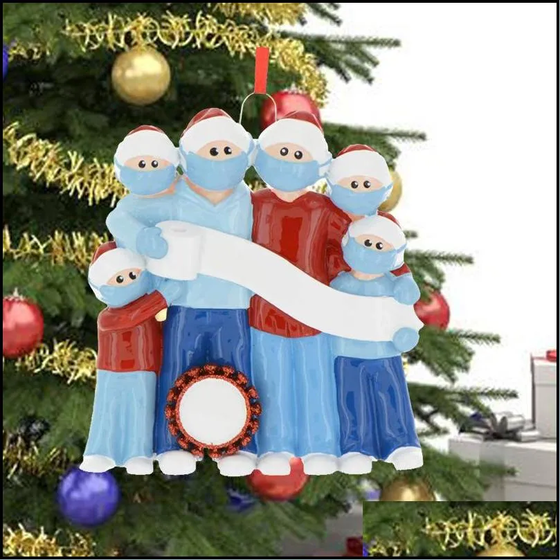 face shield santa claus family portraits christmas ornaments decorations tree pendant handmade present personalized artifact 2020 9js