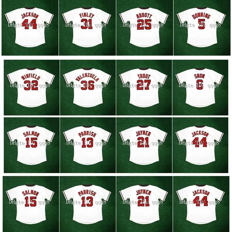 College Baseball ترتدي 1990 Retro Mike Trout Jersey Dave Winfield Fernando Valenzuela J.T. Snow Tim Salmon Lance Parrish Wally Joyner Reggie Jackson Blyleven