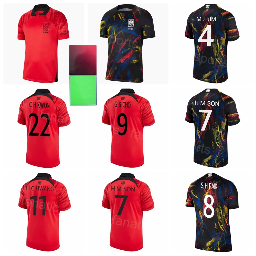 Futebol da seleção nacional 7 filho Heung-min Jerseys Sul Coréia 2022 Copa do Mundo 3 Kim Jin-Su 18 Lee Kang-In 9 Cho Gue-Sung 16 Hwang Ui-Jo 17 Na Sang-Ho Football Shirt Kits Black Red Red