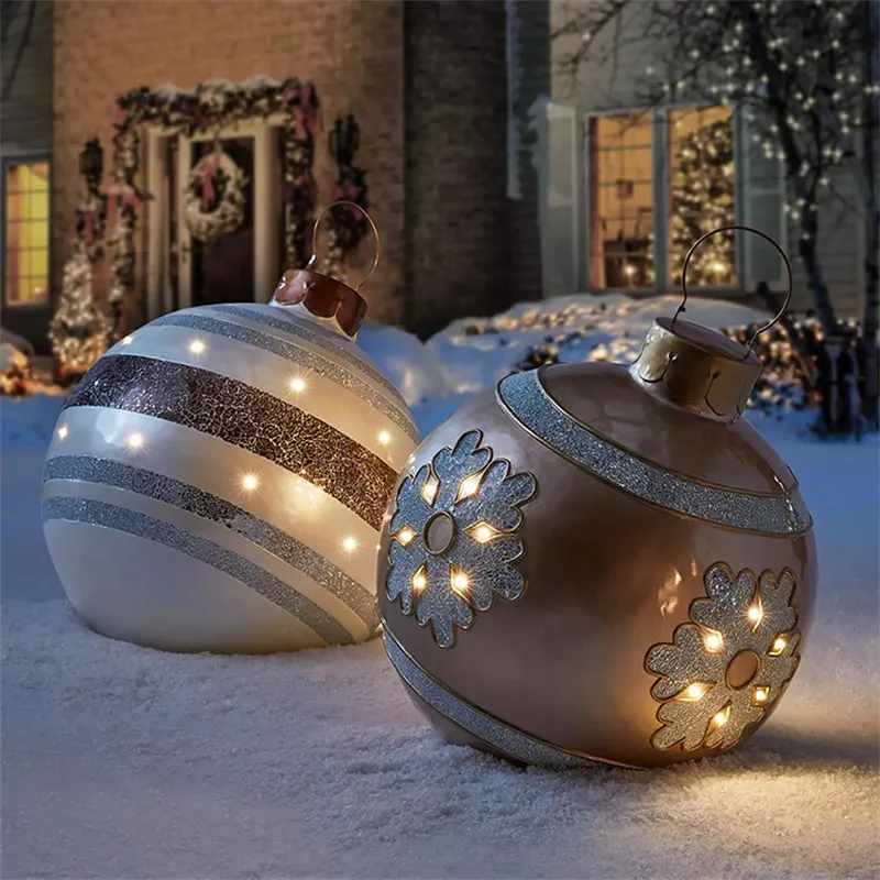 Bola Inflable Gigante De Navidad | Decoración Exterior Grande PVC | Esfera Inflable Para Jardín, Patio | Adorno Navideño Llamativo Colores Vivos