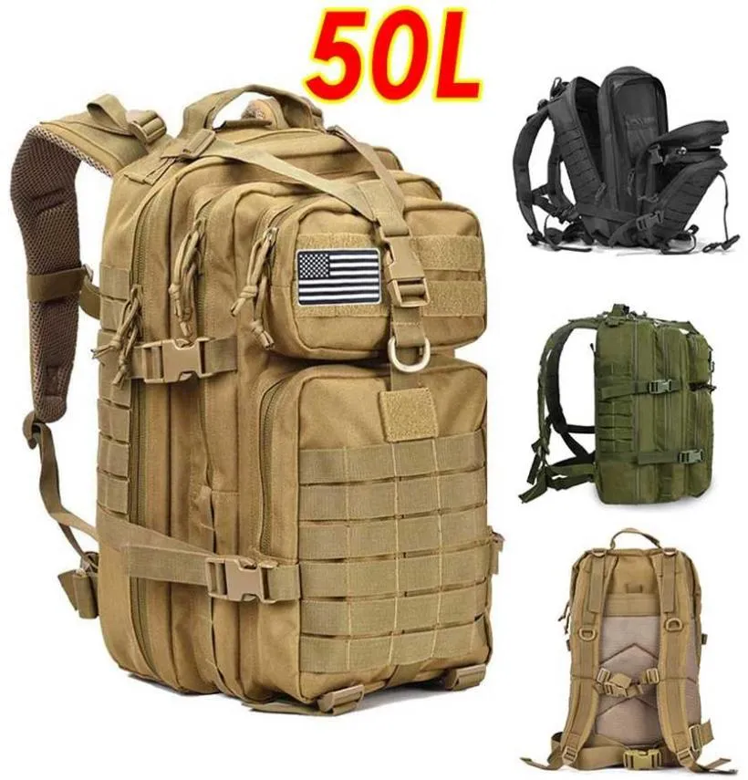 50L stor kapacitet män armé militär taktisk ryggsäck 3p softback utomhus vandring camping ryggsäck jakt camping resväska 2202