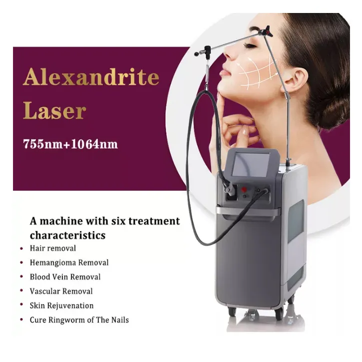 Machine professionnelle d'épilation au Laser Alex 1064 longue impulsion ND YAG Lazer 755nm 1064nm équipement Alexandrite