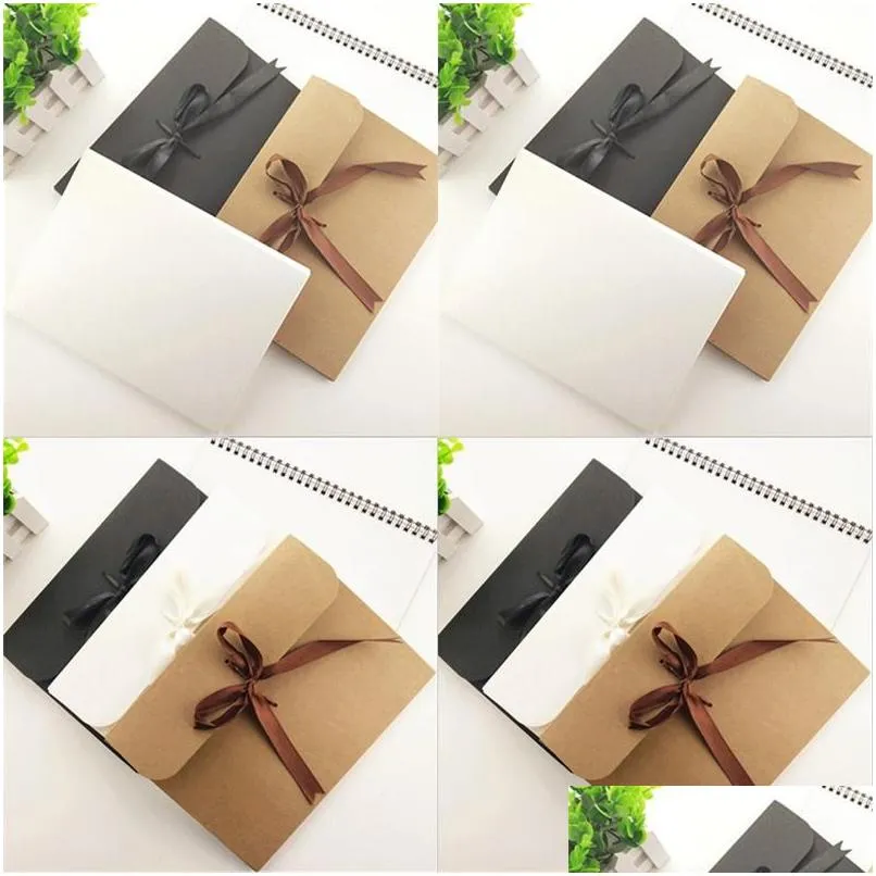 Подарочная упаковка 24x18x0.7cm Подарки Обертывание больших Kraft po evvelope postcard box ucled case Белая бумага Подарочные конверты для шелкового шарфа с DHBL8