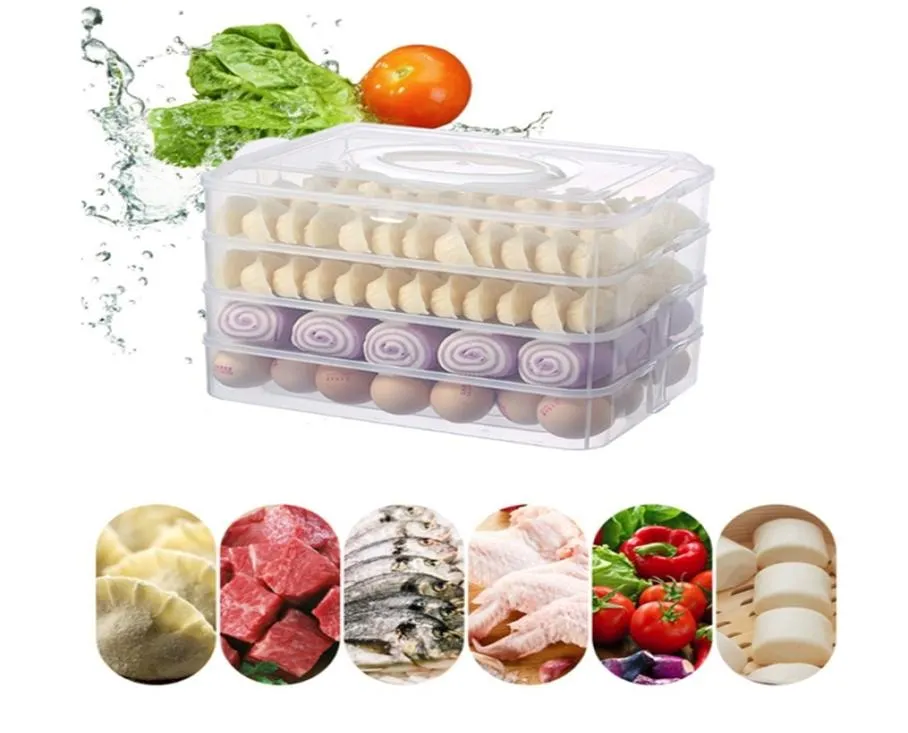 Keuken accessoires voedsel opbergdoos dumpling organizer koelkast friskoppeling doos transparant afgedichte draagbare kan gestapeld 210