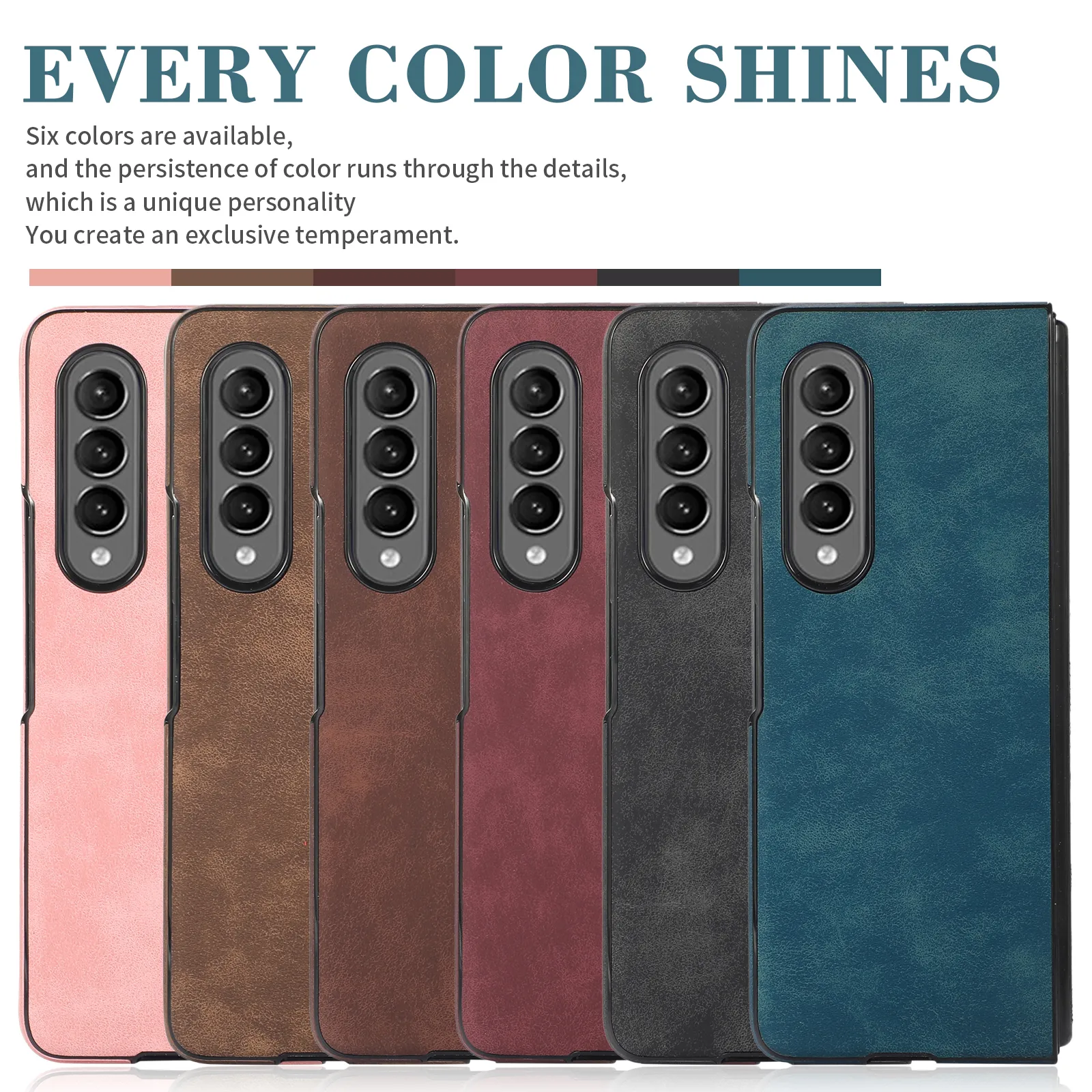 Schokbestendige telefoonhoesjes voor Samsung Galaxy Z vouw 4/3 retro pure kleur pu lederen beschermhoes