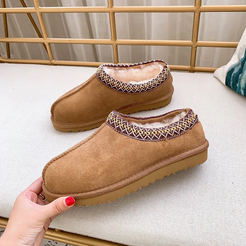 Plataforma australiana chinelor tazz boots australiano designer feminina lã de lã de lã real bota de neve quente fofo fozzy mule martin booties castanha